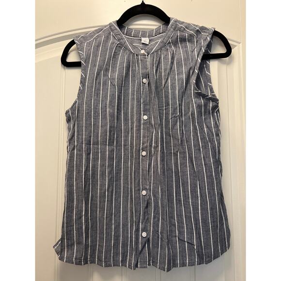 Old Navy Women’s Sleeveless Striped Button Front Top Blouse Size XS Blue‎ White - Picture 1 of 3